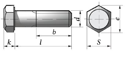 Чертёж Болт с шестигранной головкой ГОСТ Р ИСО 4014-2013