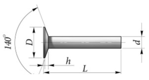 Чертёж Заклепки с увеличенной головкой ТУ 14-198-27-83