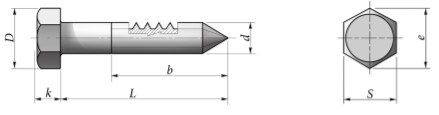 Чертёж Шурупы с шестигранной головкой ГОСТ 11473-75, DIN 571 (d 6; 8; 10)