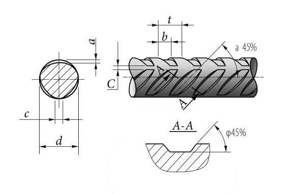 Чертёж Сталь арматурная холоднодеформированная периодического профиля
